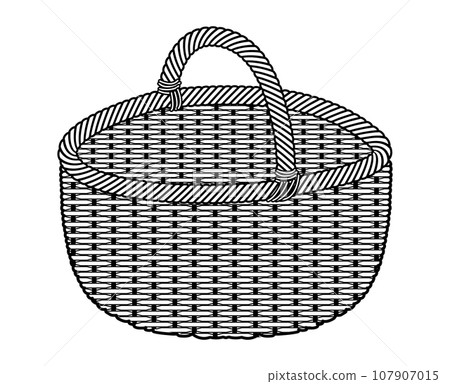 Basket Rattan bucket silhouette bag. Fashion accessory technical illustration. Vector Picnic Oval 3-4 view for Men Basket Rattan bucket silhouette bag. Fashion accessory technical illustration. Vector Picnic Oval 3-4 view for Men 107907015