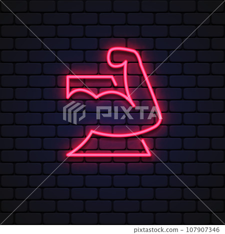 Muscles icon neon on light background. Vector illustration 107907346