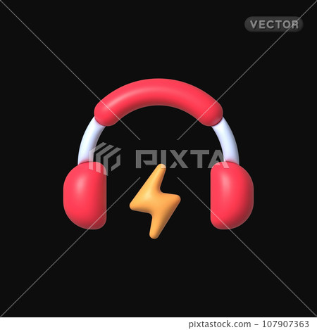 Headphone with flash 3d icon, great design for any purposes. Vector illustration Headphone with flash 3d icon, great design for any purposes. Vector illustration 107907363