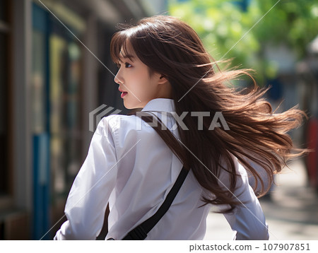 日本高中女生通勤上學的AI影像 日本高中女生通勤上學的AI影像 107907851