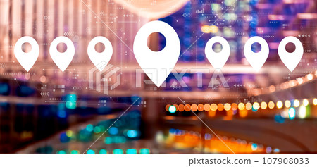 Map pin concept with big city at night 107908033