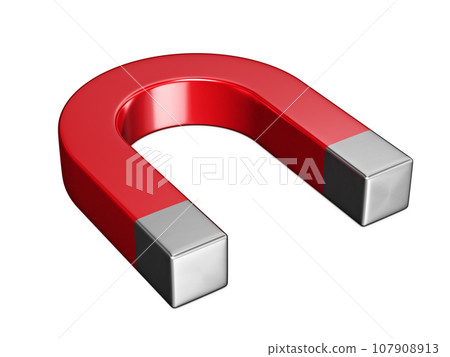Horseshoe magnet isolated on white background Horseshoe magnet isolated on white background 107908913