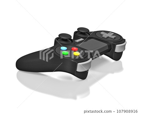 Gamepad joypad for video game console isolated on white background with reflection 107908916
