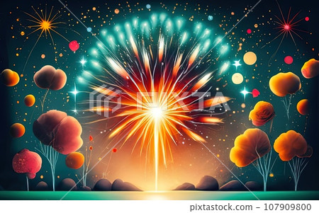 Abstract colored firework background Abstract colored firework background 107909800
