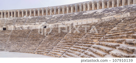 Aspendos Ancient City. Aspendos acropolis city ruins, cisterns, aqueducts and old temple. Aspendos Antalya Turkey. turkiye 107910139