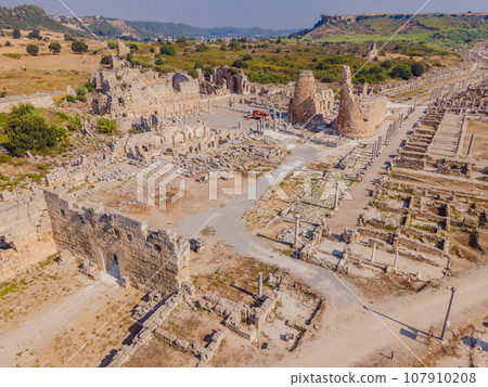 Ruins of the ancient Lycian city Perge located near the Antalya city in Turkey turkiye, GO Everywhere Ruins of the ancient Lycian city Perge located near the Antalya city in Turkey turkiye, GO Everywhere 107910208