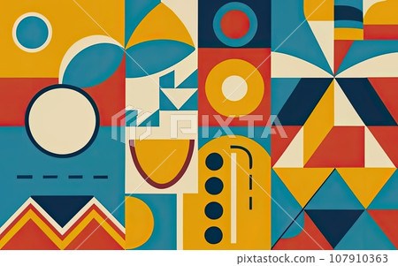 Deconstructed postmodern inspired artwork of vector abstract symbols Deconstructed postmodern inspired artwork of vector abstract symbols 107910363