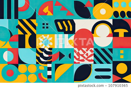 Deconstructed postmodern inspired artwork of vector abstract symbols Deconstructed postmodern inspired artwork of vector abstract symbols 107910365