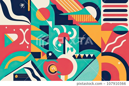 Deconstructed postmodern inspired artwork of vector abstract symbols Deconstructed postmodern inspired artwork of vector abstract symbols 107910366
