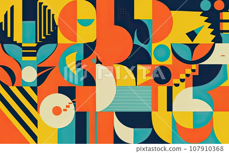 Deconstructed postmodern inspired artwork of vector abstract symbols Deconstructed postmodern inspired artwork of vector abstract symbols 107910368