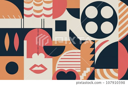 Deconstructed postmodern inspired artwork of vector abstract symbols 107910398