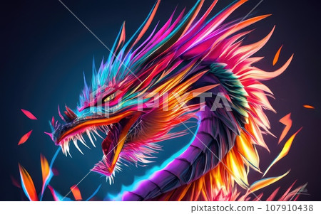 bright glass japanese dragon  107910438