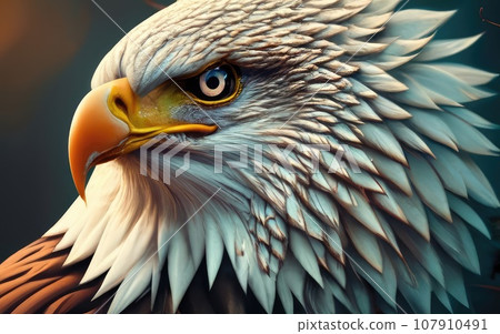 Eagle eyes in black background  107910491