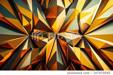 golden low poly triangular background with neon edges golden low poly triangular background with neon edges 107910840