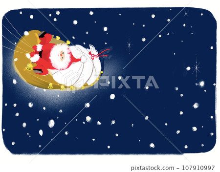 Illustration of Santa riding a sleigh 107910997