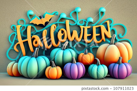 Halloween text shape like pumpkin Halloween text shape like pumpkin 107911023