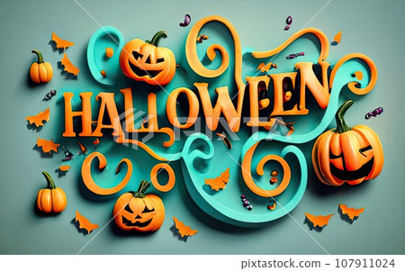 Halloween text shape like pumpkin Halloween text shape like pumpkin 107911024