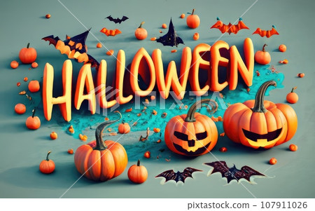 Halloween text shape like pumpkin Halloween text shape like pumpkin 107911026