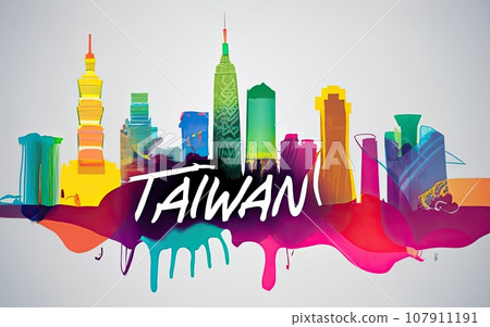 line drawing taiwan in city skyline line drawing taiwan in city skyline 107911191