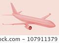 Plane take off on pink background. 3d rendering 107911379