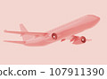 Plane take off on pink background. 3d rendering 107911390