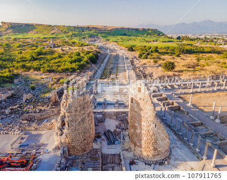 Ruins of the ancient Lycian city Perge located near the Antalya city in Turkey turkiye, GO Everywhere Ruins of the ancient Lycian city Perge located near the Antalya city in Turkey turkiye, GO Everywhere 107911765