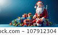 santa claus opening presents 107912304