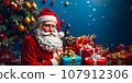 santa claus opening presents 107912306