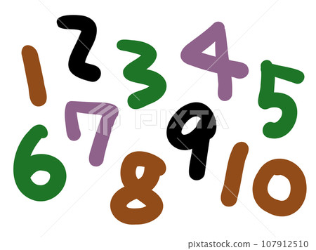 可愛的彩色數字1到10/手寫字元插畫素材 可愛的彩色數字1到10/手寫字元插畫素材 107912510