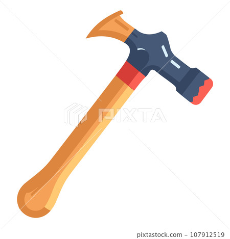Carpenter hammer in flat style. Hammer isolated icon with shadow. Carpenter hammer in flat style. Hammer isolated icon with shadow. 107912519