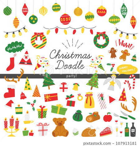 Christmas party illustration set Christmas party illustration set 107913181