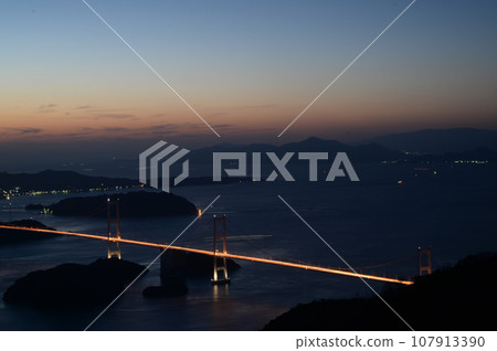 Light connecting the Shimanami Kaido 107913390