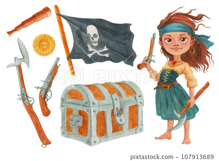 Pirate Girls Clip Art Set 