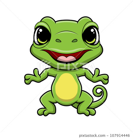 Cute chameleon cartoon on white background Cute chameleon cartoon on white background 107914446