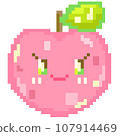 Pixel Fruits Cartoon Characters. Pixel art of peach illustration.	 107914469