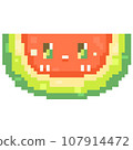 Pixel Fruits Cartoon Characters. Pixel art of watermelon illustration. 107914472