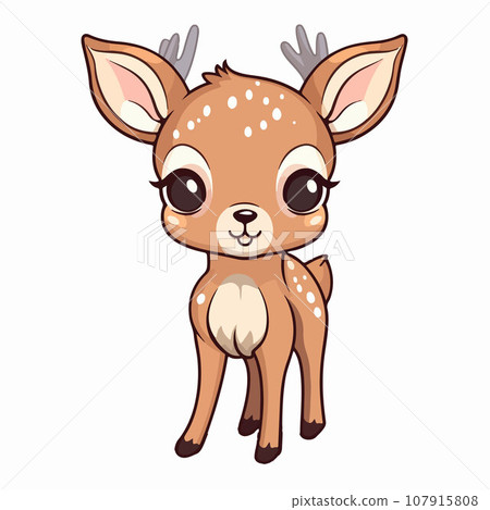Deer t-shirt design graphic, cute happy kawaii style Deer t-shirt design graphic, cute happy kawaii style 107915808