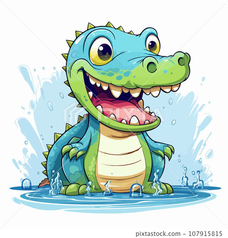 Crocodile t-shirt design graphic, cute happy kawaii style Crocodile t-shirt design graphic, cute happy kawaii style 107915815