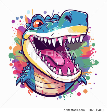 Crocodile t-shirt design graphic, cute happy kawaii style Crocodile t-shirt design graphic, cute happy kawaii style 107915816