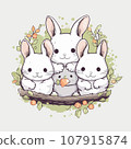Chinchillas t-shirt design graphic, cute happy kawaii style, clear outline 107915874