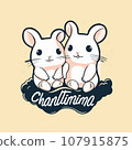 Chinchillas t-shirt design graphic, cute happy kawaii style, clear outline 107915875