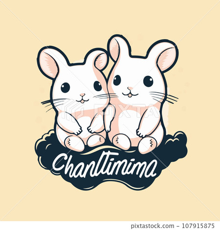 Chinchillas t-shirt design graphic, cute happy kawaii style, clear outline Chinchillas t-shirt design graphic, cute happy kawaii style, clear outline 107915875
