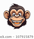 Chimpanzee t-shirt design graphic, cute happy kawaii style, clear outline 107915879