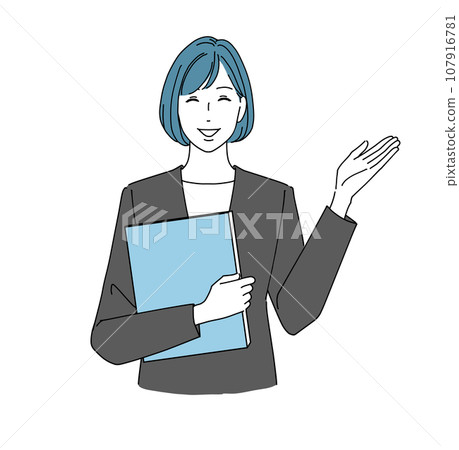 A female office worker giving guidance with a smile 107916781