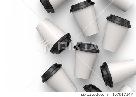 Set of paper coffee cups for cappuccino, americano, espresso, mocha, latte Set of paper coffee cups for cappuccino, americano, espresso, mocha, latte 107917147