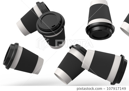 Set of paper coffee cups for cappuccino, americano, espresso, mocha, latte 107917149