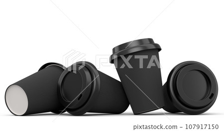 Set of paper coffee cups for cappuccino, americano, espresso, mocha, latte 107917150