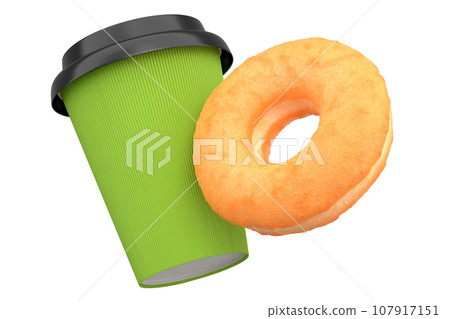 Paper coffee cup for cappuccino, americano, espresso, mocha, latte on white 107917151