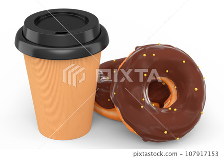 Paper coffee cup for cappuccino, americano, espresso, mocha, latte on white 107917153