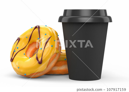 Paper coffee cup for cappuccino, americano, espresso, mocha, latte on white 107917159